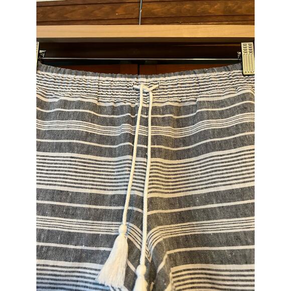 J. Jill Women's Striped Love Linen Drawstring Shorts W/Pockets Gray White Size S - Picture 3 of 9